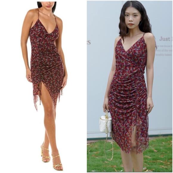 Bcbgeneration Womens floral Mesh ruched Dress NWT - Picture 1 of 16